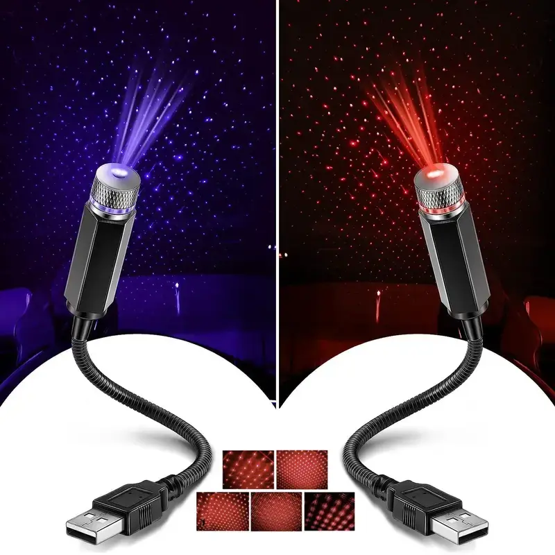 1 ცალი ვარსკვლავიანი პროექტორის ღამის განათება, USB მანქანის